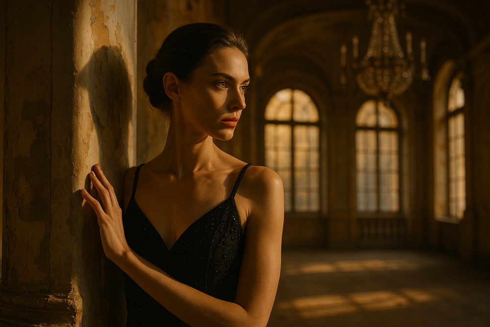 Woman standing in old building